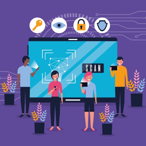 people face scan devices security recognition vector illustration